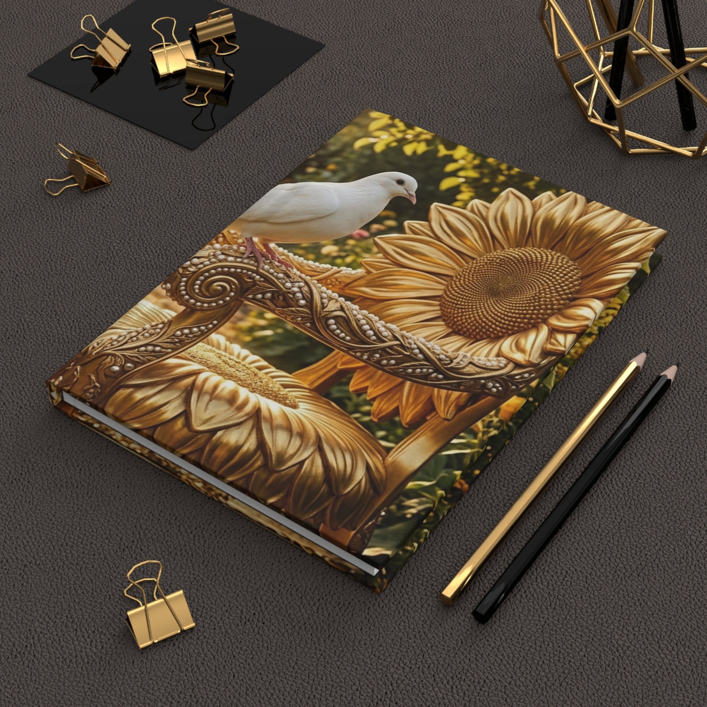 Golden Sunflower Hardcover Matte Journal Notebook