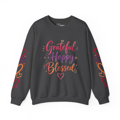 Grateful Happy Blessed Crewneck Sweatshirt