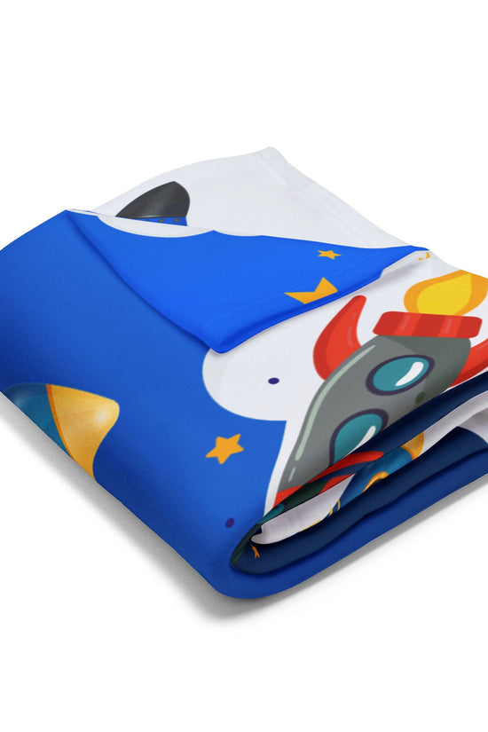 Rocket Ship Fleece Blanket — Kids Space Stars Throw for Nursery & Sleepovers by Grace Canvas Shop