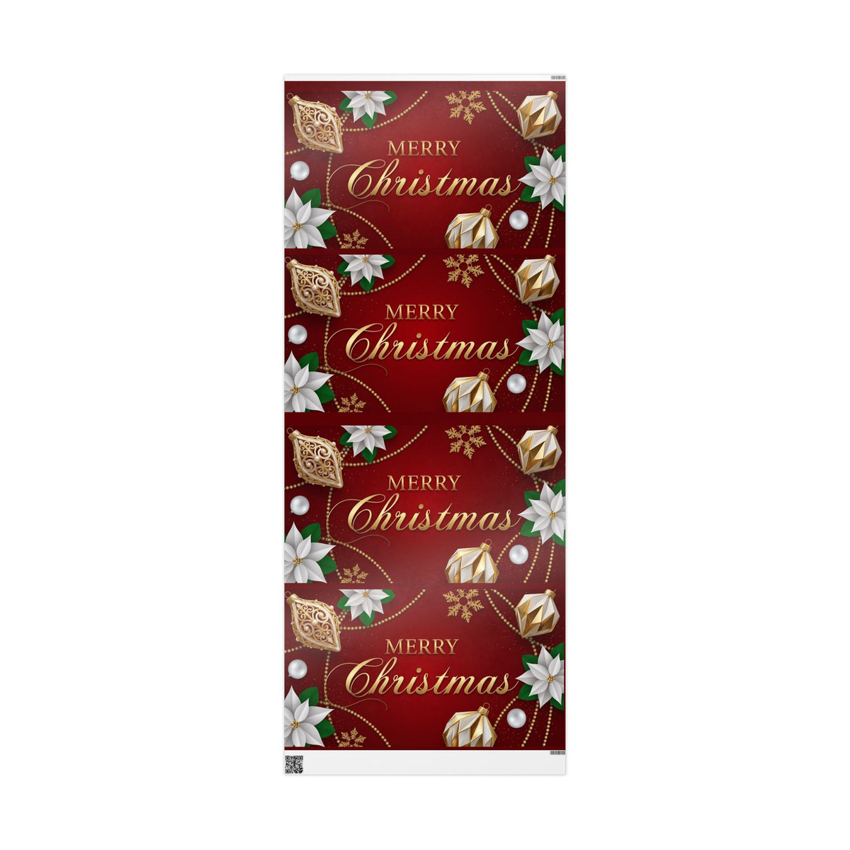 Merry Christmas Red & Gold Wrapping Paper – Festive Poinsettia Ornament Gift Wrap