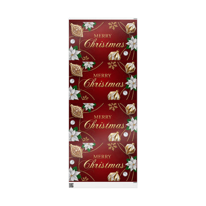 Merry Christmas Red & Gold Wrapping Paper – Festive Poinsettia Ornament Gift Wrap