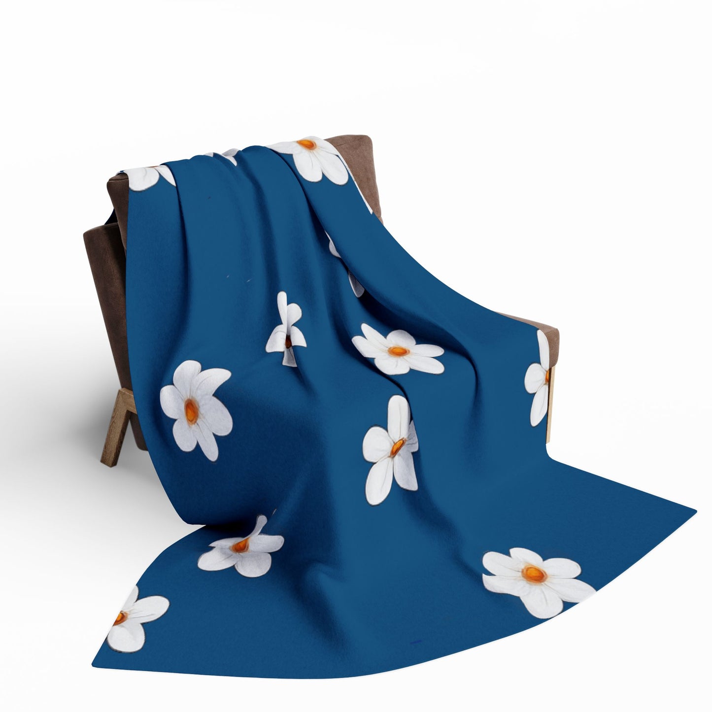 Daisy Fleece Blanket — Cozy Blue Floral Throw