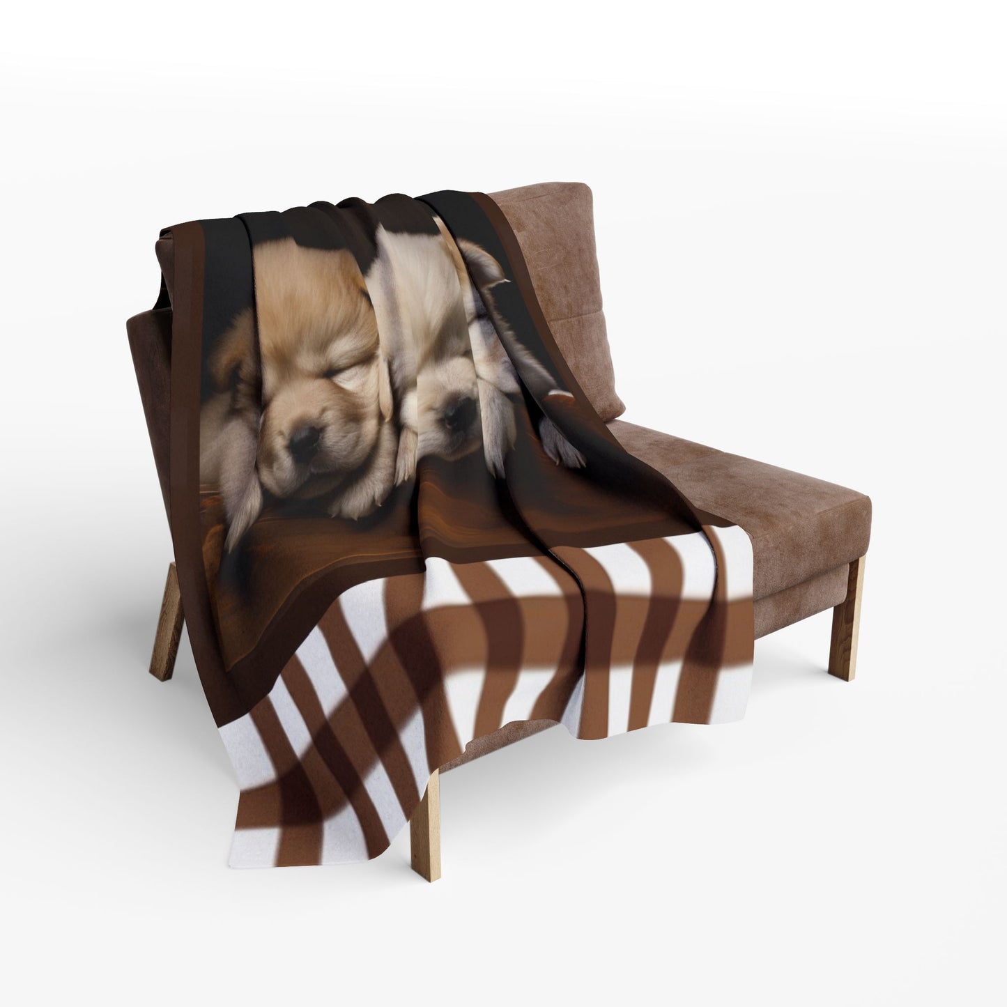 Cozy Puppy Plaid Fleece Blanket - Sleeping Husky Puppies Throw by Grace Canvas Shop