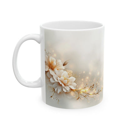 Winter Flowers Ceramic Mug Elegant Tea Coffee Cup