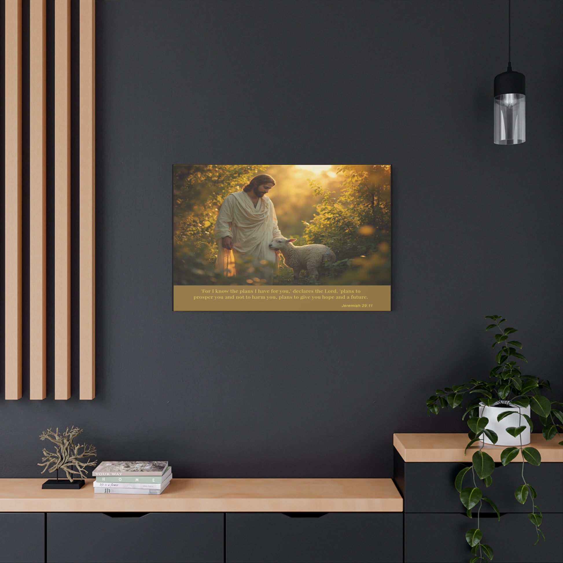 Jesus and the Lamb Jeremiah 29:11 Matte Canvas Print by Grace Canvas