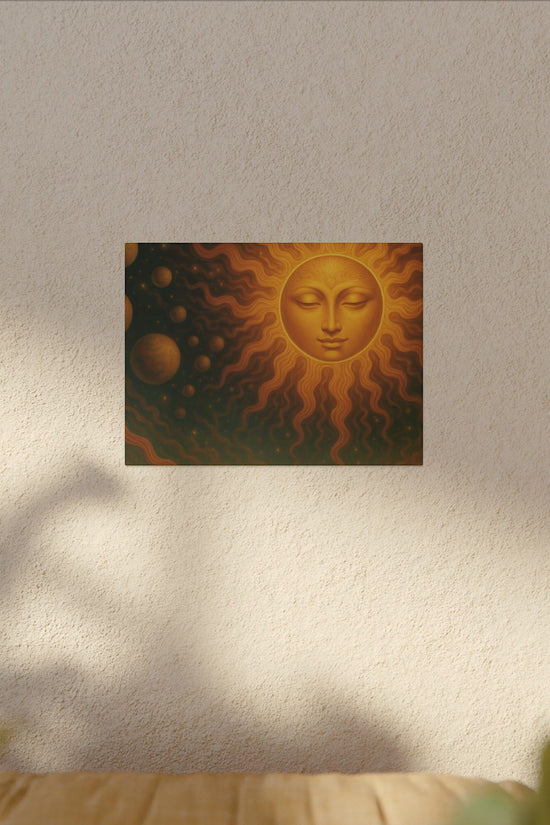 Golden Sun Face Canvas Art — Mystical Solar Wall Decor by Grace Canvas Shop