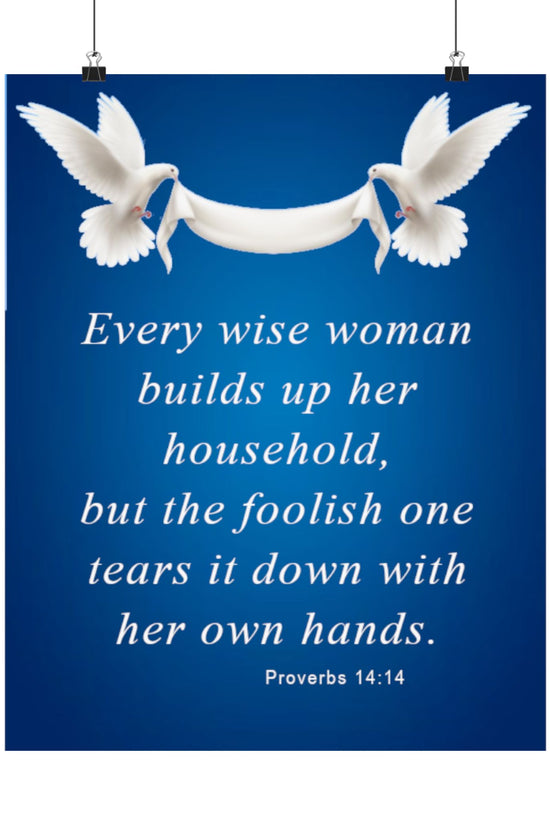 Proverbs 14:14 Inspirational Art Poster by Grace Canvas Shop