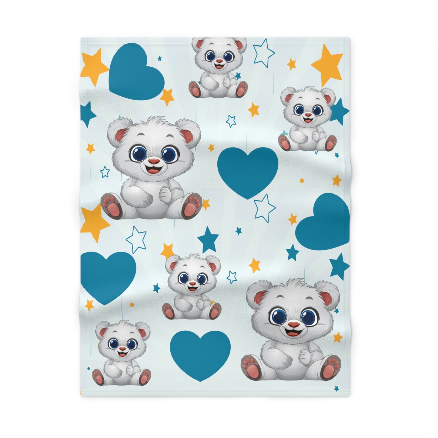Baby Bear Heart Fleece Blanket — Soft Baby Blanket for Nursery & Newborn Gifts