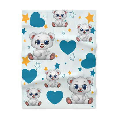 Baby Bear Heart Fleece Blanket — Soft Baby Blanket for Nursery & Newborn Gifts