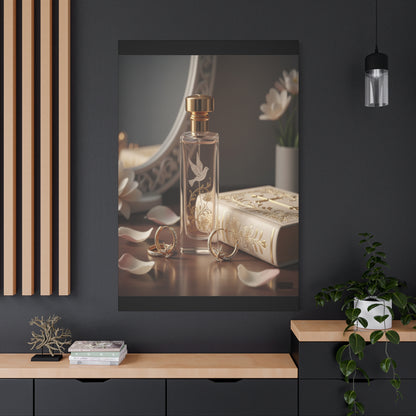 Vanity Perfume Bottle Canvas - Romantic Still Life Matte Wall Art by Grace Canvas Shop