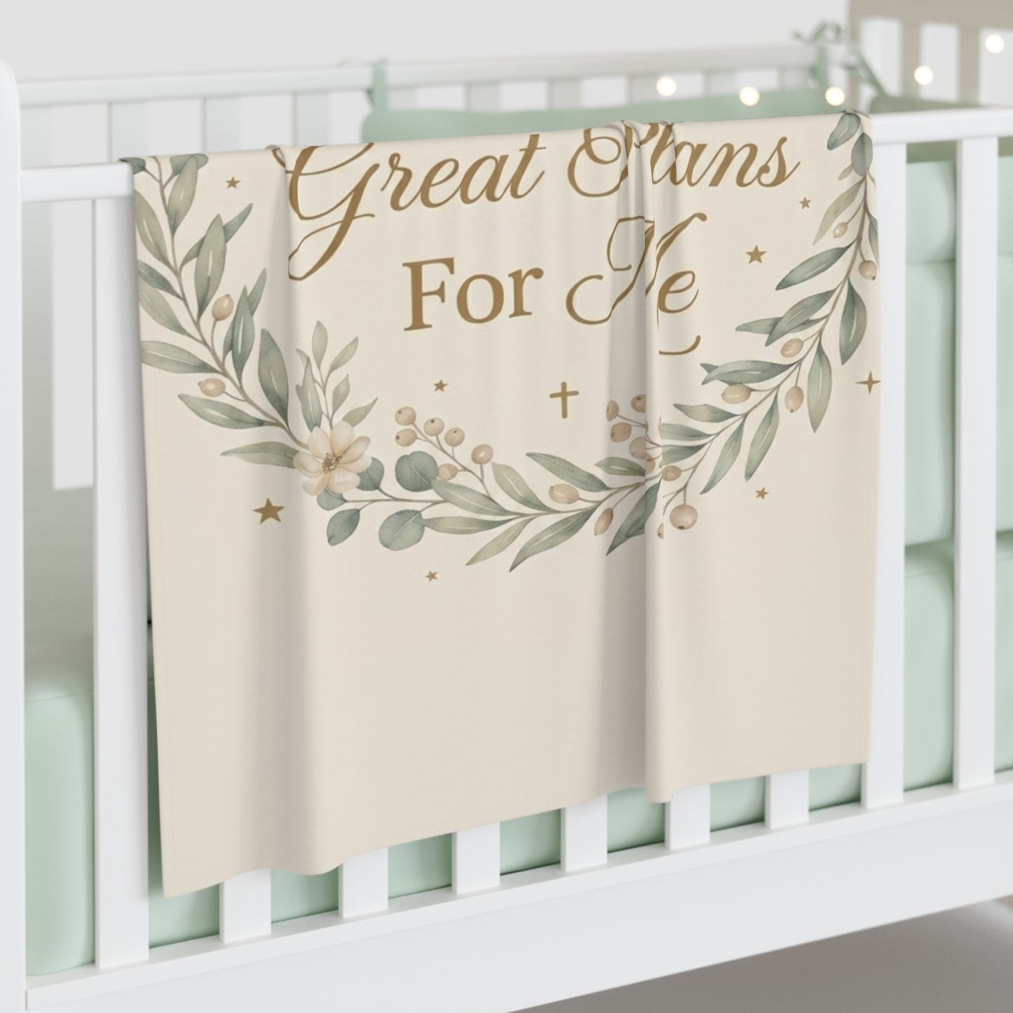 Baby Swaddle Blanket — "God Has Great Plans For Me" Floral Christian Swaddle