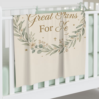 Baby Swaddle Blanket — "God Has Great Plans For Me" Floral Christian Swaddle