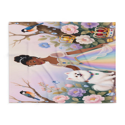 Princess & Pomeranian Fleece Blanket Cozy Throw