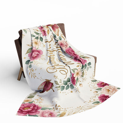 Beautiful Warrior" Floral Throw Fleece Blanket for Comfort & Recovery