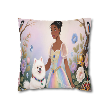 Princess & Pomeranian Dog Decorative Pillowcase