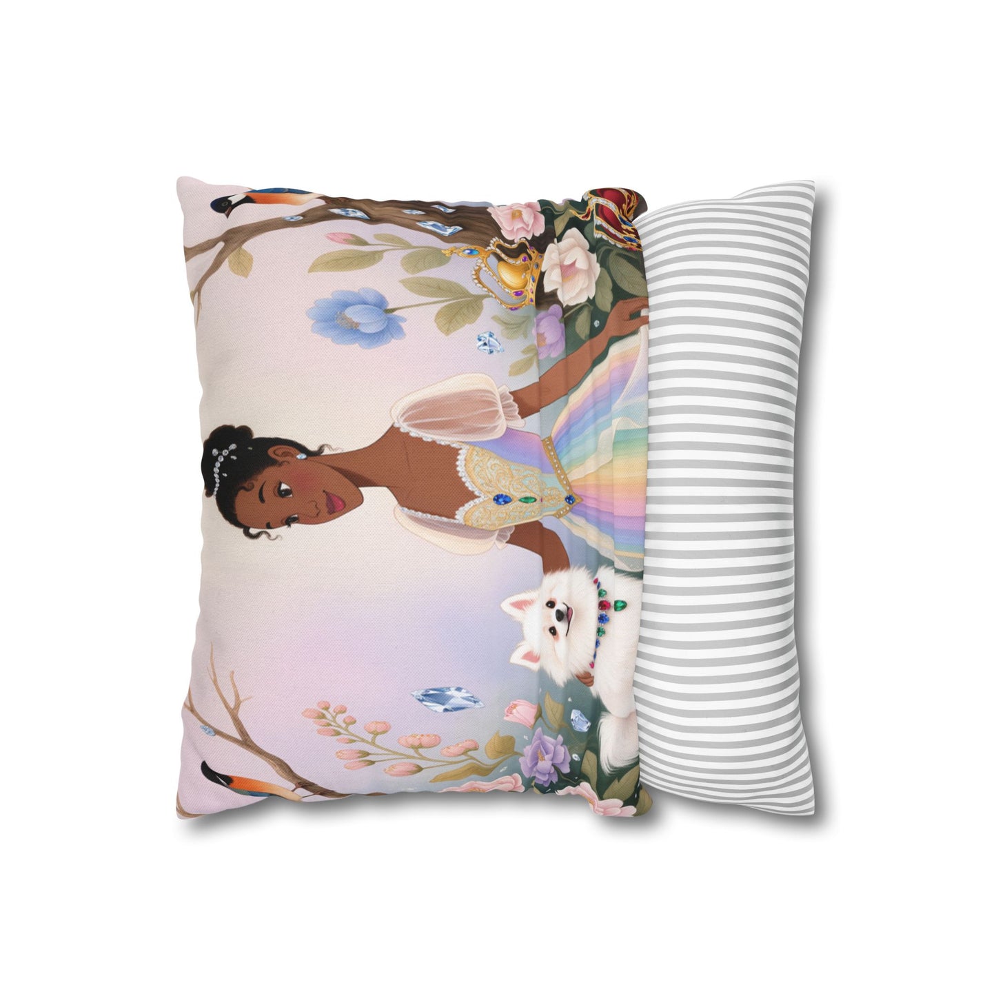 Princess & Pomeranian Dog Decorative Pillowcase