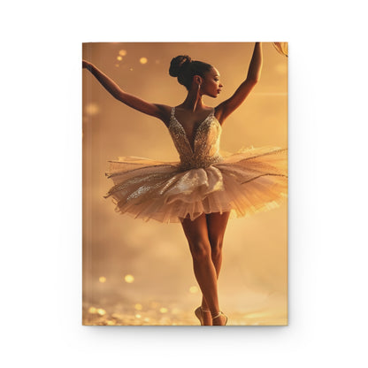 Ballet Holiday Hardcover Journal — Lined Notebook with Golden Ballerina & Christmas Ornaments