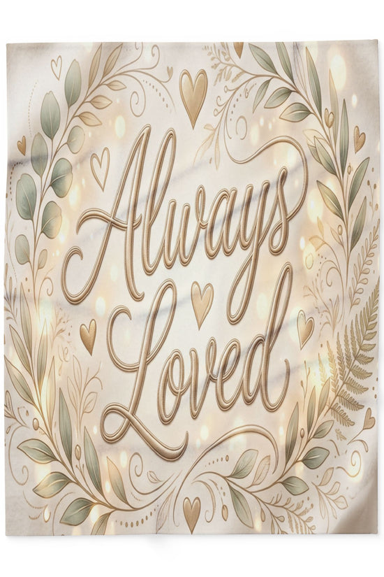 Always Loved Fleece Blanket with Floral Wreath Design