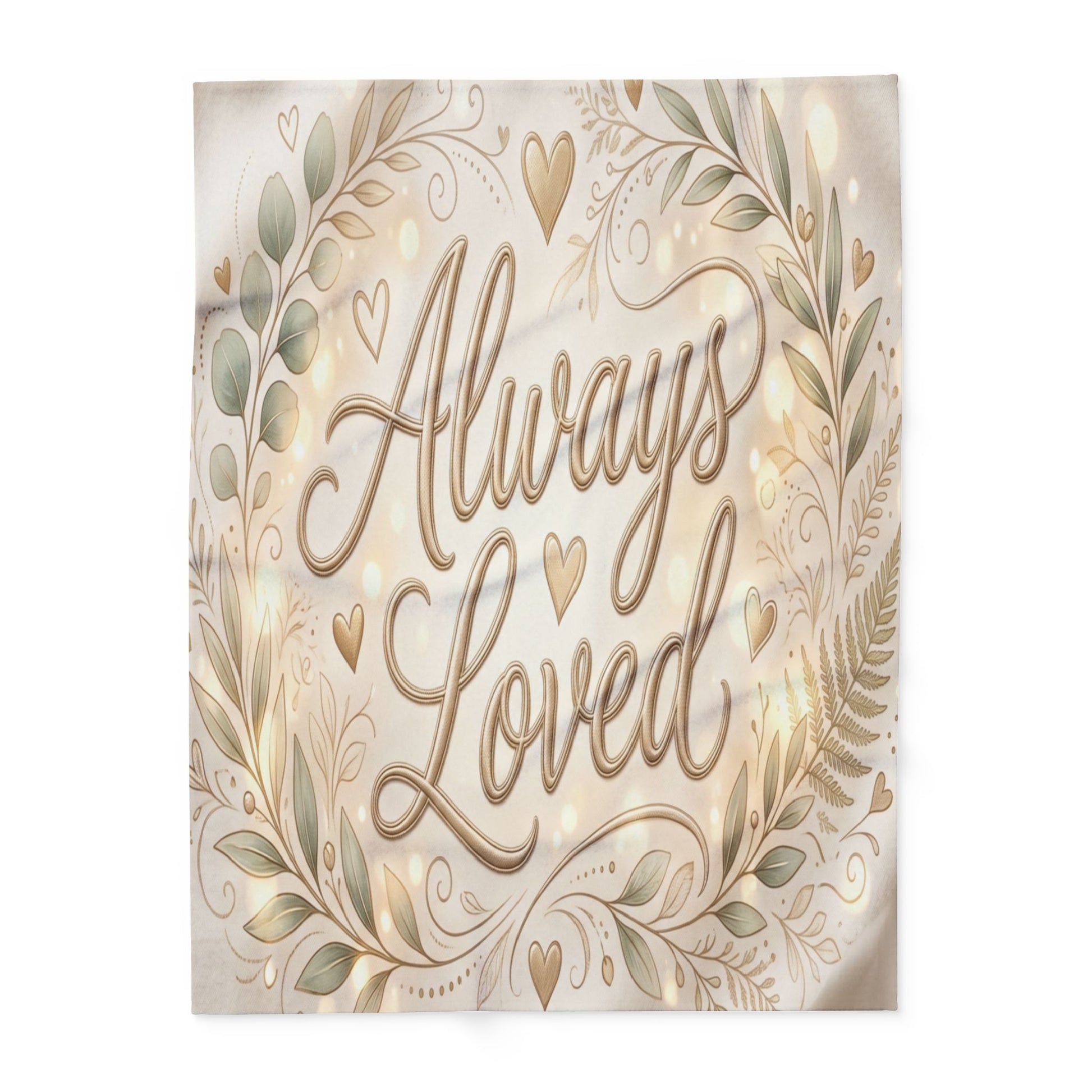 Always Loved Fleece Blanket with Floral Wreath Design