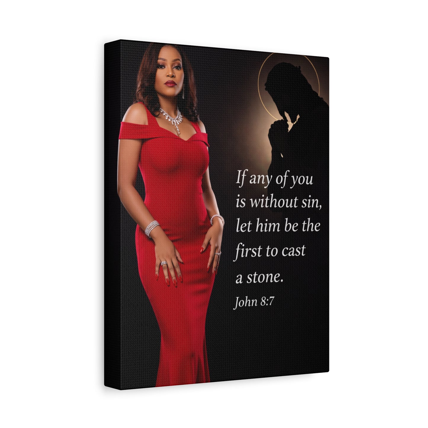 Religious Wall Art Canvas John 8:7 Scripture Print by Grace Canvas Shop