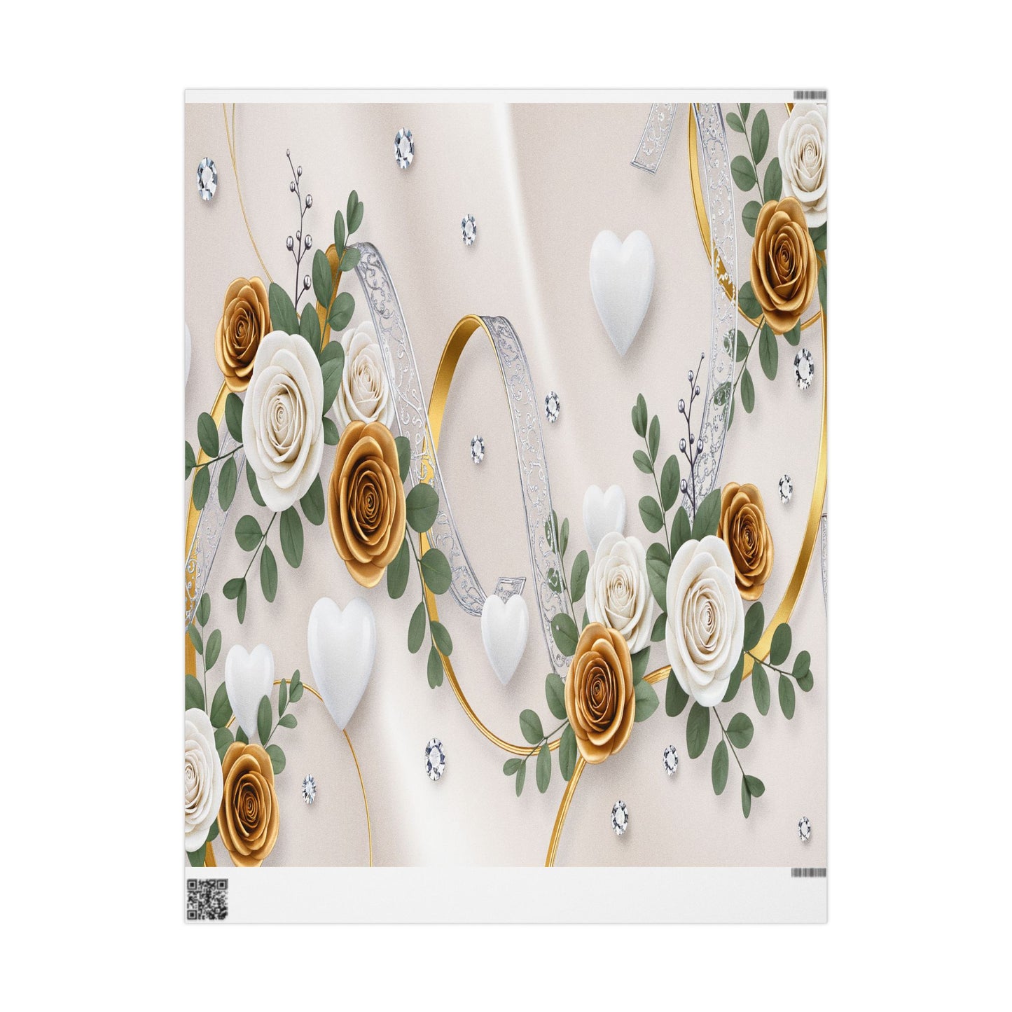 Floral Hearts Gift Wrap for Weddings & Anniversaries