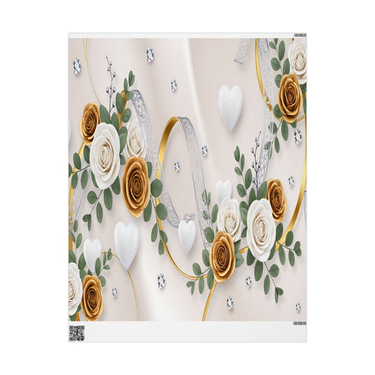 Floral Hearts Gift Wrap for Weddings & Anniversaries