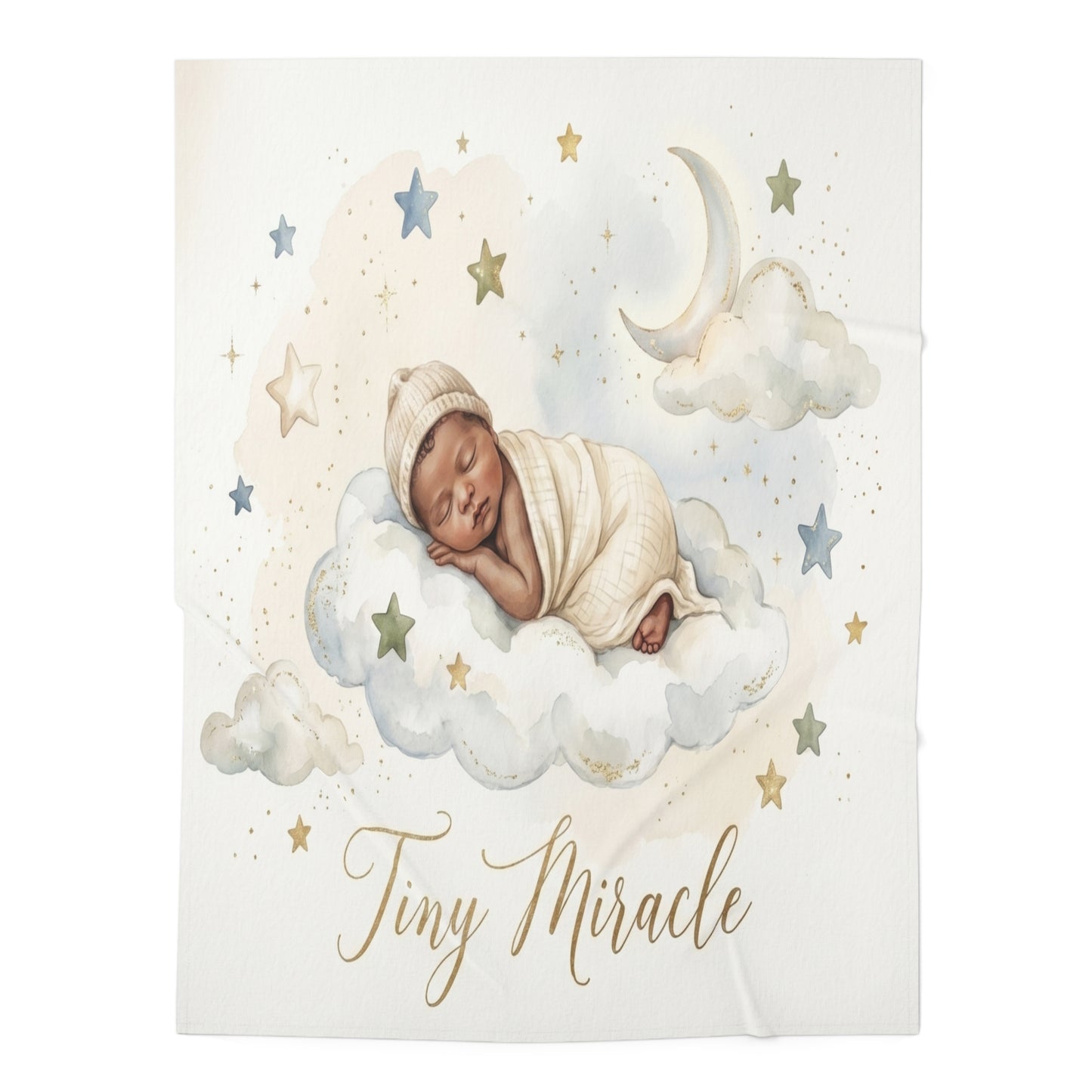 Swaddle Blanket — 'Tiny Miracle' Newborn Sleeping on Cloud Baby Blanket