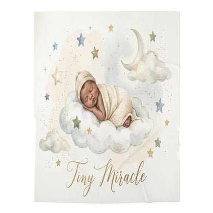 Swaddle Blanket — 'Tiny Miracle' Newborn Sleeping on Cloud Baby Blanket