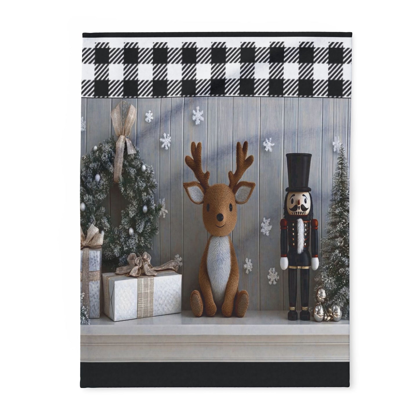 Christmas Reindeer & Nutcracker Fleece Blanket