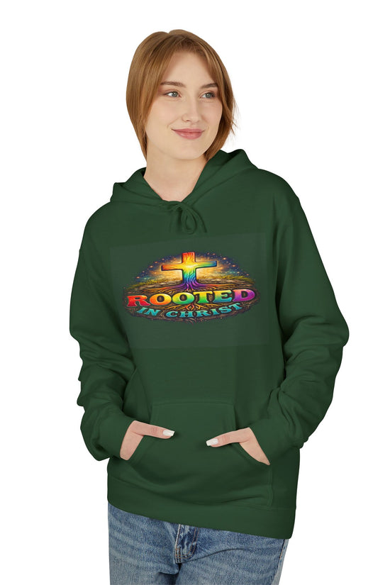 Rooted in Christ Hoodie —Unisex Christian Cross Faith Sweatshirt by Grace Canvas.shop