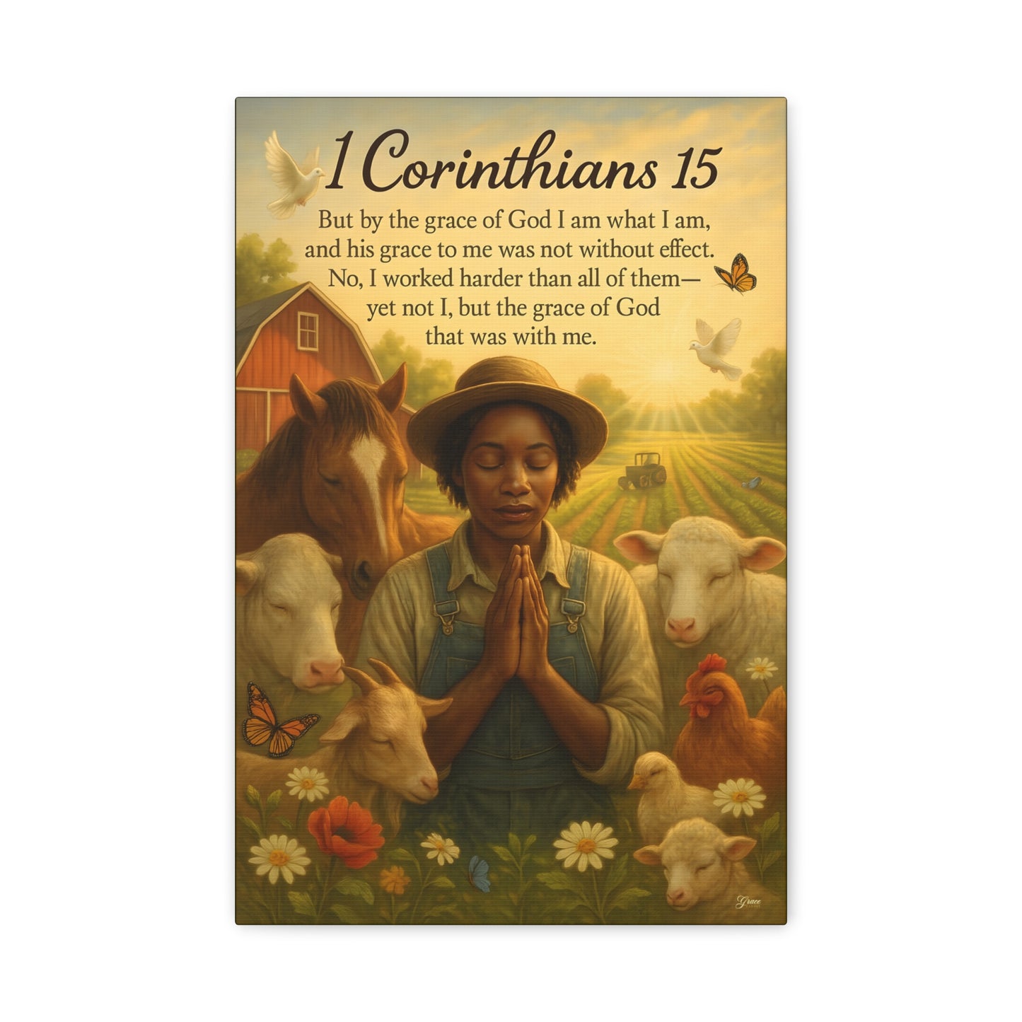 Farm Woman's Faith 1 Corinthians 15 Art Print by Grace Canvas.shop