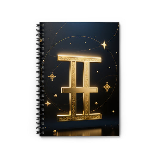 Gemini Zodiac Spiral Notebook — Gold Constellation Ruled Journal