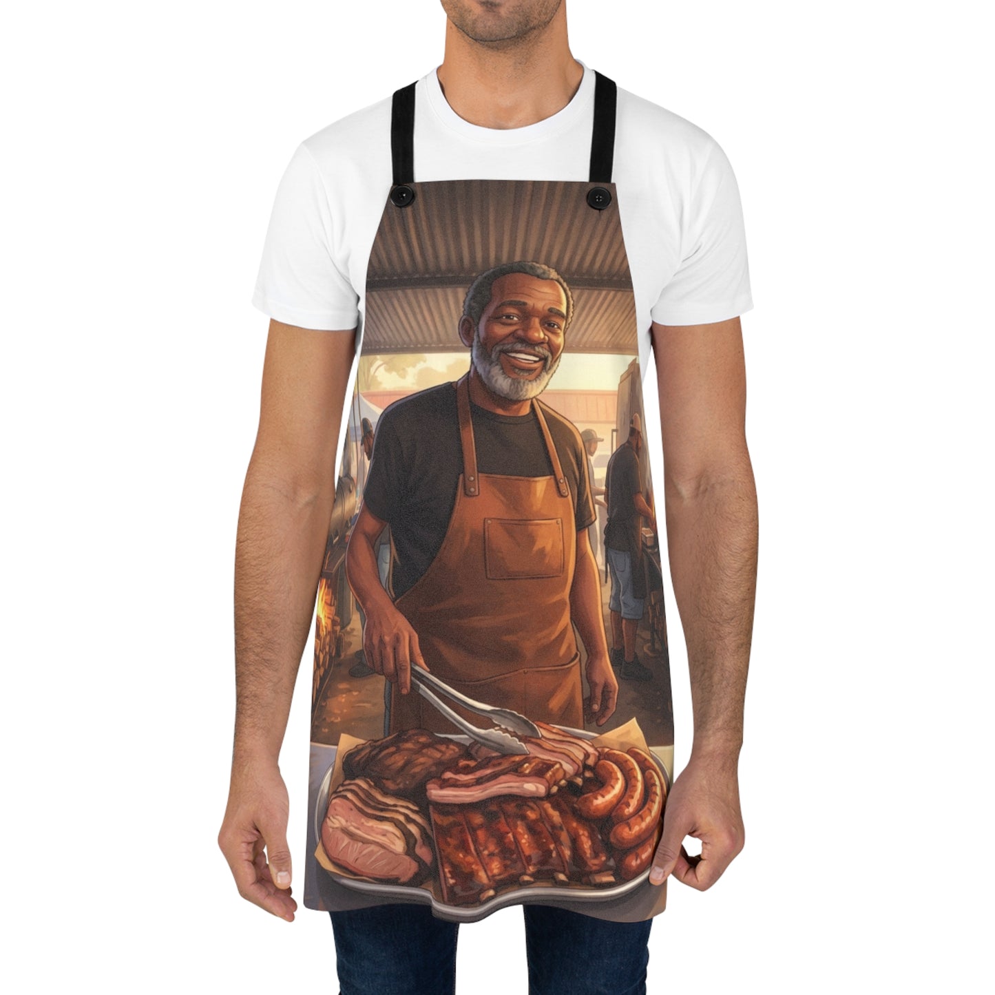 BBQ Pitmaster Apron — Grilling Chef Apron with Smiling Pitmaster Design