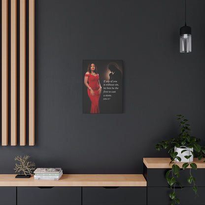 Religious Wall Art Canvas John 8:7 Scripture Print by Grace Canvas Shop