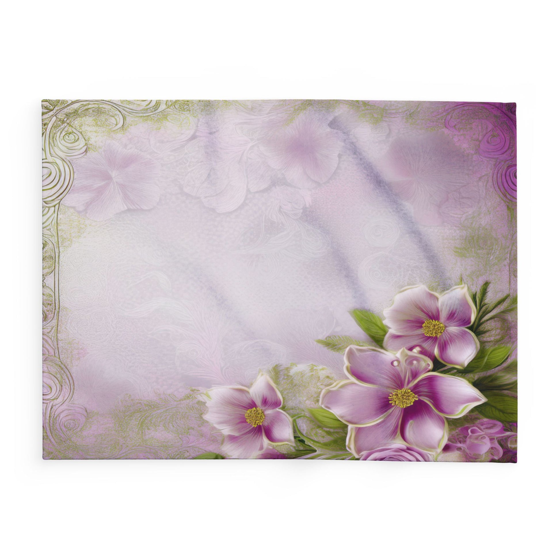 Floral Pink Vintage Fleece Blanket