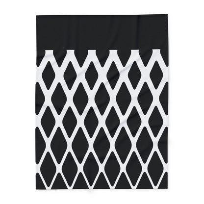 Arctic Fleece Blanket - Monochrome Geometric Diamond Pattern Cozy Throw