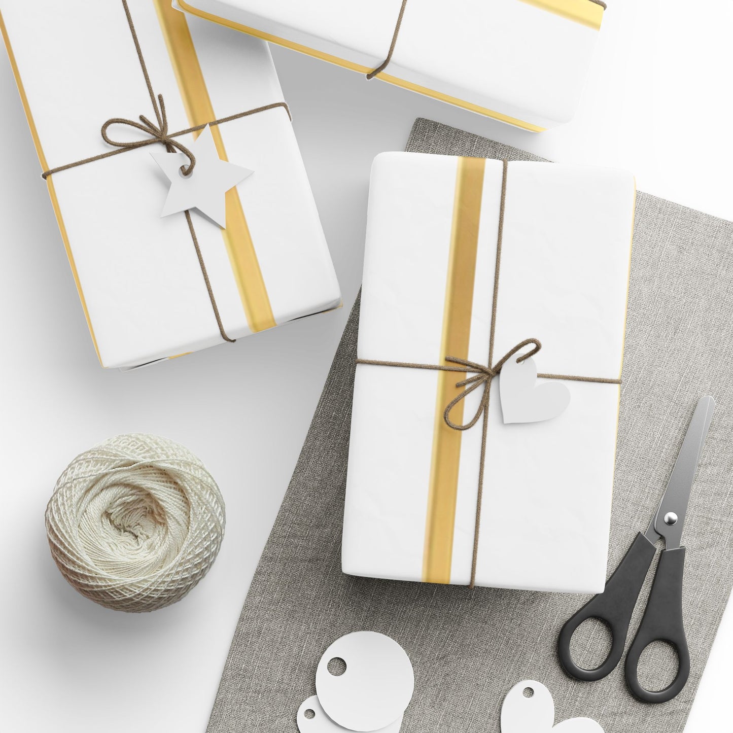 Gold Stripe Wrapping Paper Roll — Elegant White & Metallic Gift Wrap for Weddings, Holidays, and Special Occasions