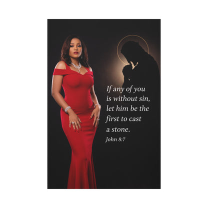 Religious Wall Art Canvas John 8:7 Scripture Print by Grace Canvas Shop