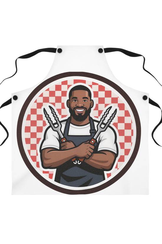Barbecue Chef Apron — Smiling Grillmaster with Tongs