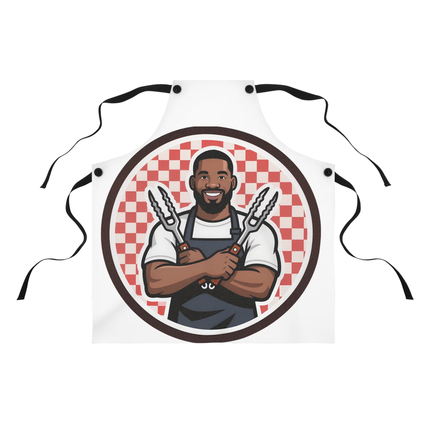 Barbecue Chef Apron — Smiling Grillmaster with Tongs