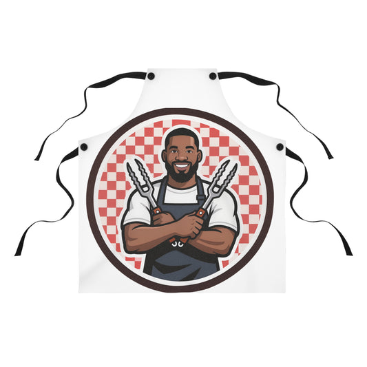 Barbecue Chef Apron — Smiling Grillmaster with Tongs
