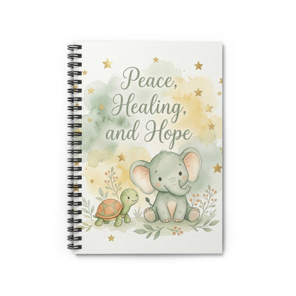 Peace, Healing and Hope Spiral Notebook — Cute Elephant & Turtle Ruled Journal