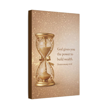 Inspirational Hourglass Deuteronomy 8:18 Art Print by Grace Canvas Shop