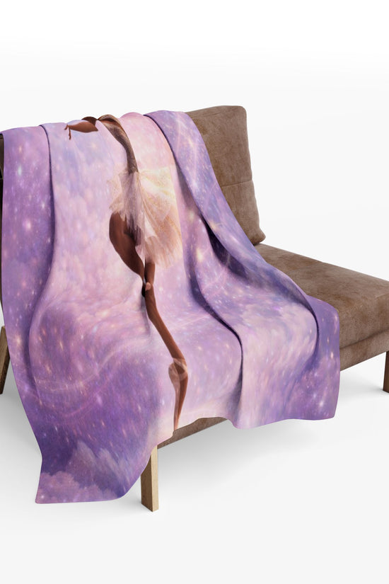 Ballet Dream Fleece Blanket — Ethereal Ballerina in Pink Galaxy by Grace Canvas Shop