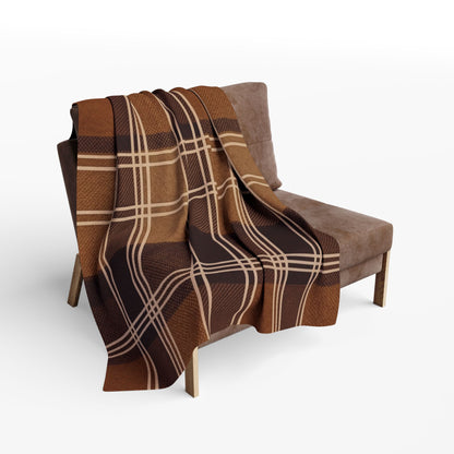 Brown Plaid Fleece Blanket – Cozy Rustic Throw for Cabin, Living Room, Gift