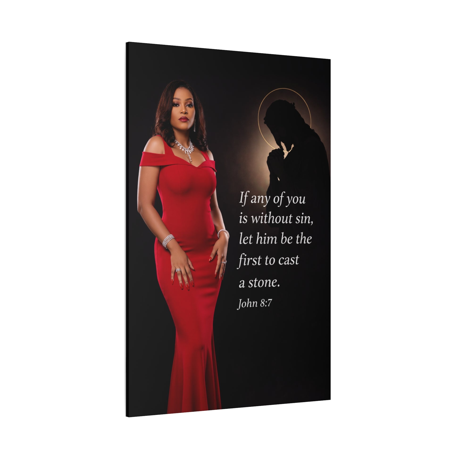 Religious Wall Art Canvas John 8:7 Scripture Print by Grace Canvas Shop