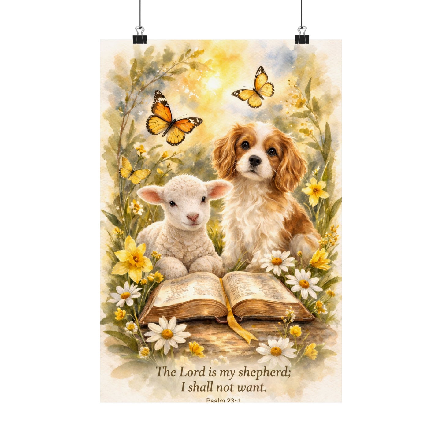 Lamb and Dog Psalm 23:1 Poster