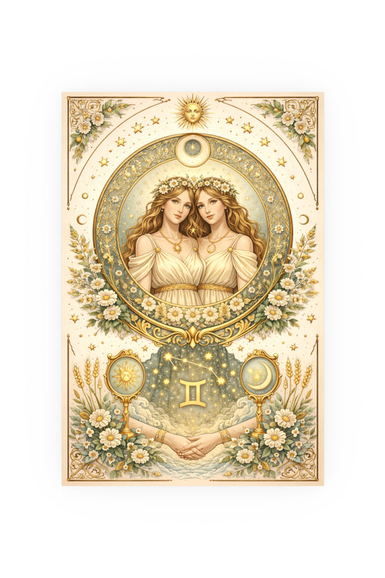 Celstial Gemini Zodiac Art Poster by Grace Canvas Shop