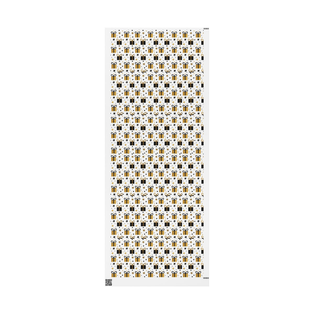 Gift Wrap Paper - Gold & Black Presents Pattern, Celebration Wrapping Paper