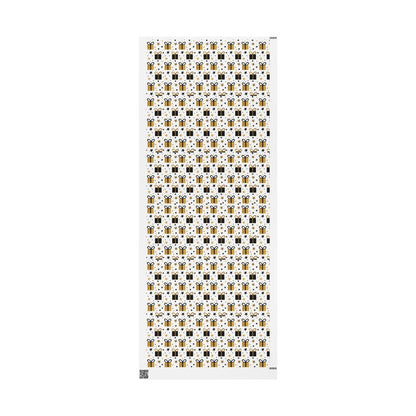 Gift Wrap Paper - Gold & Black Presents Pattern, Celebration Wrapping Paper